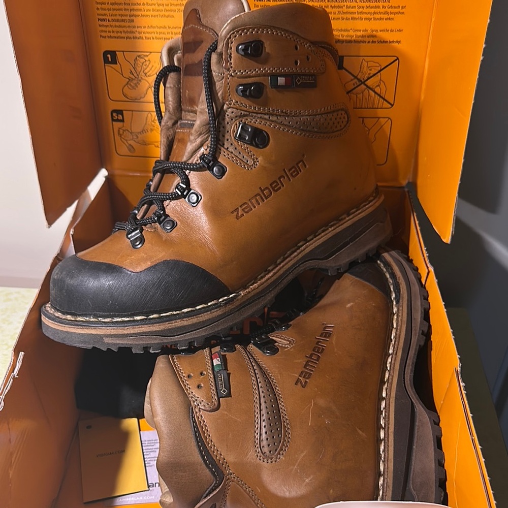 Zamberlan Handmade Brown Lace Up Boots with Durable Sole
